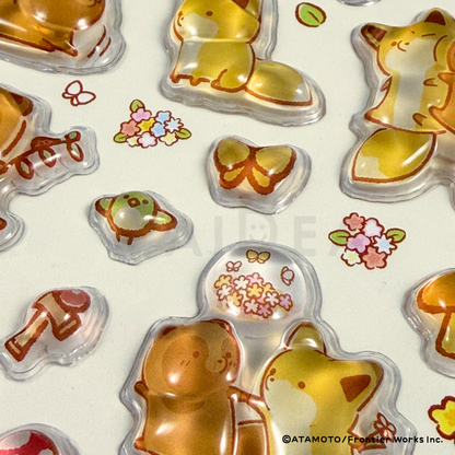 ぷくぷくジェリーシール　タヌキとキツネ　3種セット
